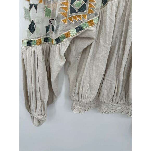 Free People Womens Cream Bone Knit Top Long Sleeve Top Size XS NWT Boho Gypsy - Picture 3 of 9